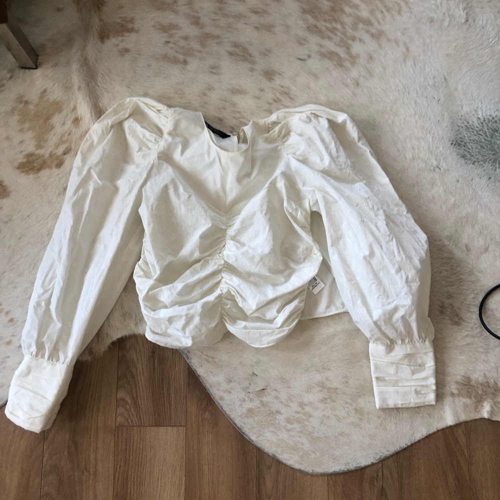 Zara puff sleeve ranches white top